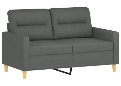 Set de canapele cu perne, 3 piese, gri închis, textil - 3/5