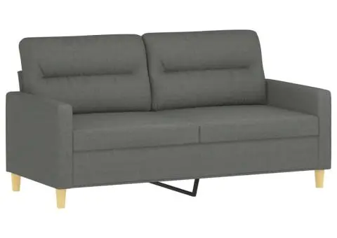 Set de canapele cu perne, 3 piese, gri închis, textil - 4/5