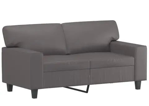 Set de canapele, 3 piese, gri, piele ecologică - 3/5