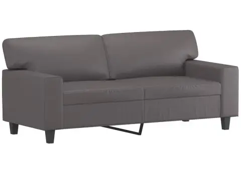 Set de canapele, 3 piese, gri, piele ecologică - 4/5