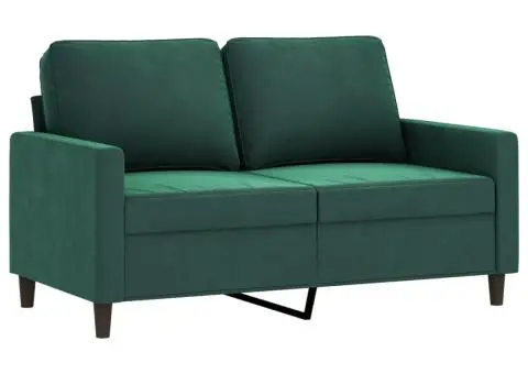 Set de canapele cu perne, 3 piese, verde închis, catifea - 3/5