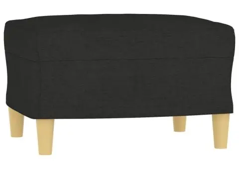 Set de canapele cu perne, 3 piese, negru, textil - 5/5