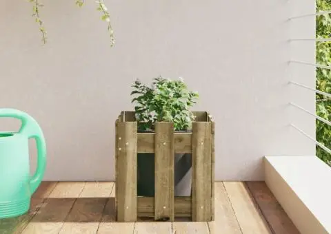 Jardinieră grădină design gard 30x30x30cm lemn de pin impregnat - 1/5