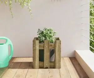 vidaXL Jardinieră grădină design gard 30x30x30cm lemn de pin impregnat