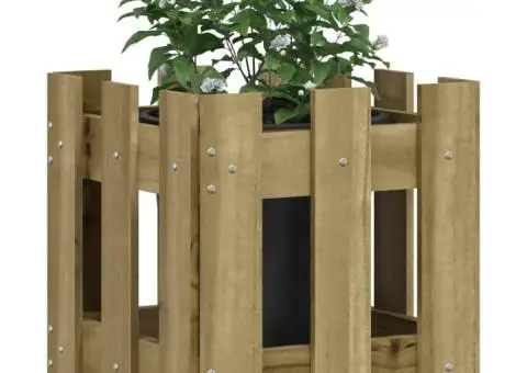 Jardinieră grădină design gard 30x30x30cm lemn de pin impregnat - 3/5