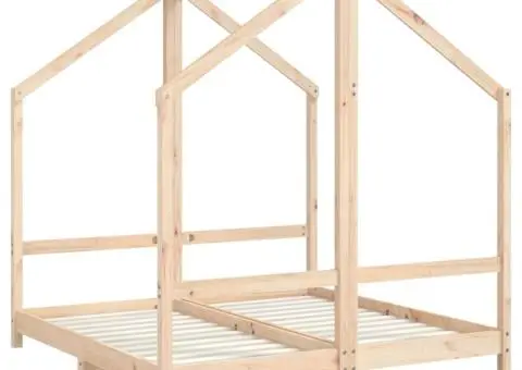 Cadru de pat pentru copii, 2x(70x140) cm, lemn masiv de pin - 3/5