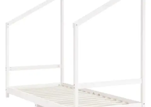 Cadru de pat pentru copii, alb, 2x(90x200)cm, lemn masiv de pin - 4/5