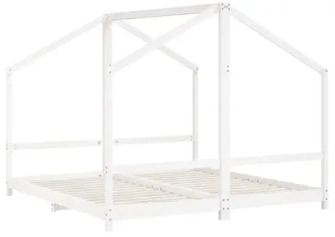 Cadru de pat pentru copii, 2x(90x190) cm, lemn masiv de pin - 3/5