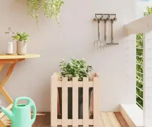 vidaXL Jardinieră grădină design gard, 50x50x50 cm, lemn masiv de pin