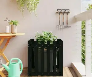 vidaXL Jardinieră grădină design gard negru 60x60x60 cm lemn masiv pin