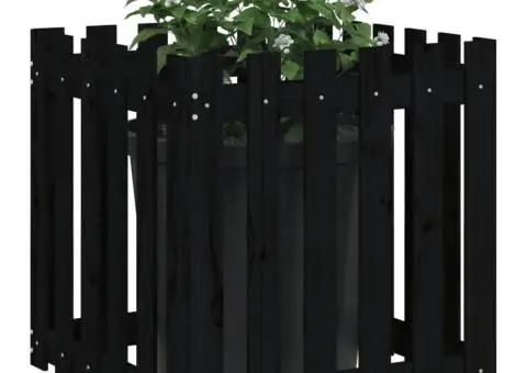 Jardinieră grădină design gard negru 60x60x60 cm lemn masiv pin - 3/5