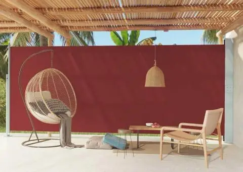 Copertină laterală retractabilă de terasă, roșu, 220x600 cm - 1/5