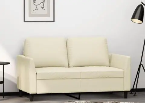 Canapea cu 2 locuri, crem, 120 cm, piele ecologică - 1/5