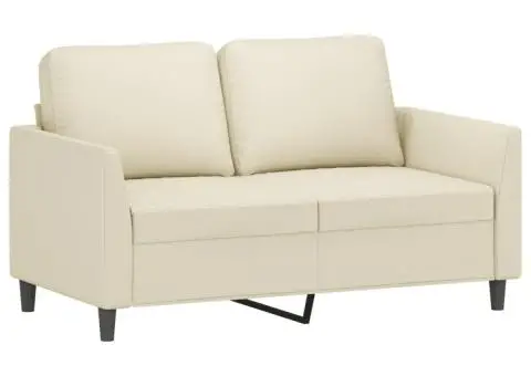 Canapea cu 2 locuri, crem, 120 cm, piele ecologică - 2/5