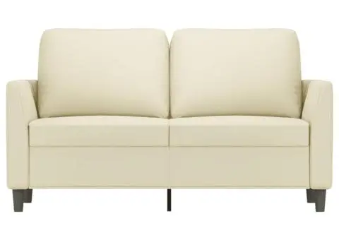 Canapea cu 2 locuri, crem, 120 cm, piele ecologică - 3/5
