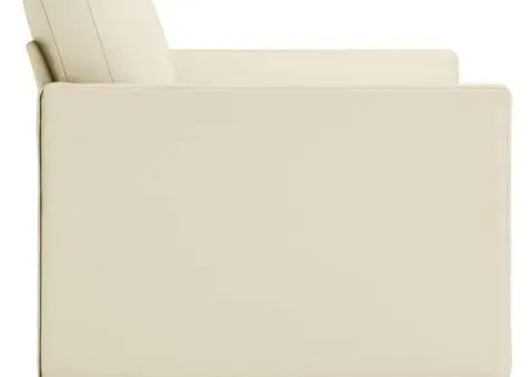 Canapea cu 2 locuri, crem, 120 cm, piele ecologică - 4/5