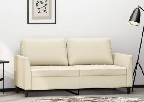 Canapea cu 2 locuri, crem, 140 cm, piele ecologică - 1/5