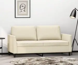 vidaXL Canapea cu 2 locuri, crem, 140 cm, piele ecologică
