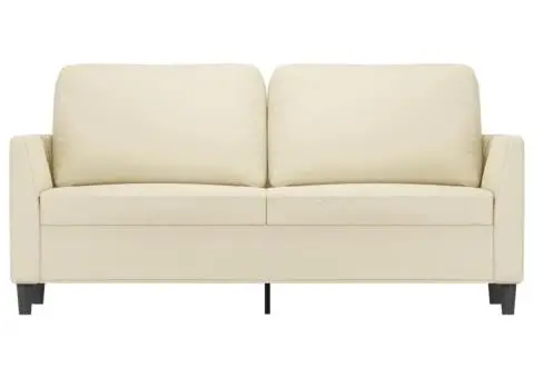 Canapea cu 2 locuri, crem, 140 cm, piele ecologică - 3/5