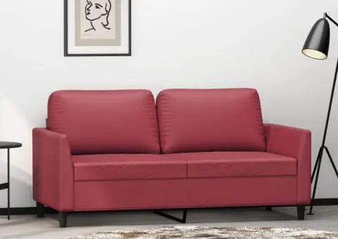 Canapea cu 2 locuri, roșu vin, 140 cm, piele ecologică - 1/5