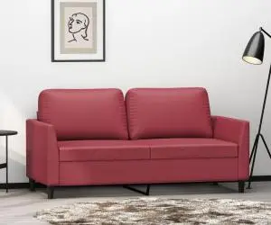 vidaXL Canapea cu 2 locuri, roșu vin, 140 cm, piele ecologică