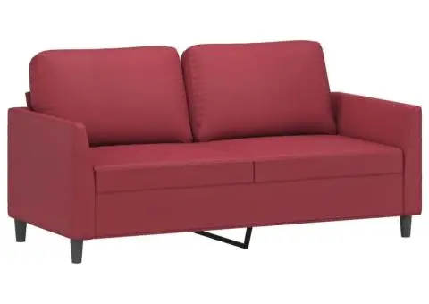 Canapea cu 2 locuri, roșu vin, 140 cm, piele ecologică - 2/5