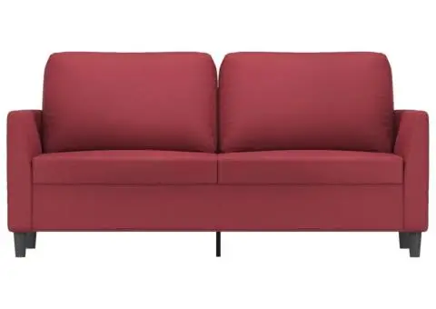Canapea cu 2 locuri, roșu vin, 140 cm, piele ecologică - 3/5