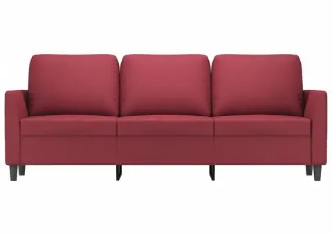 Canapea cu 3 locuri, roșu vin, 180 cm, piele ecologică - 3/5