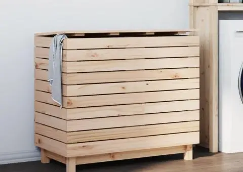 Coș de rufe, 88,5x44x76 cm, lemn masiv de pin - 1/5