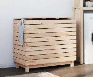 vidaXL Coș de rufe, 88,5x44x76 cm, lemn masiv de pin