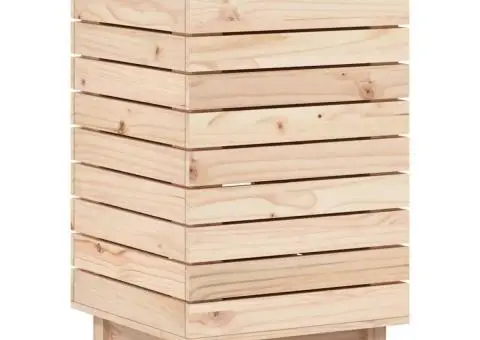 Coș de rufe, 44x44x76 cm, lemn masiv de pin - 2/5