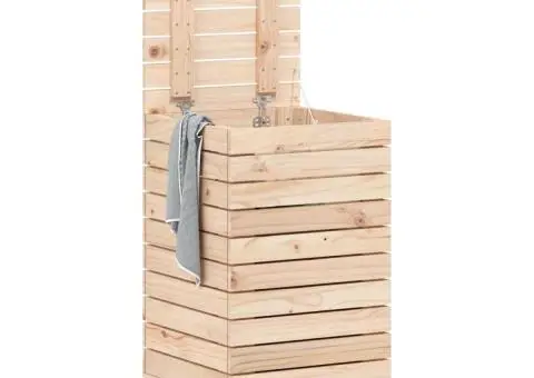 Coș de rufe, 44x44x76 cm, lemn masiv de pin - 3/5