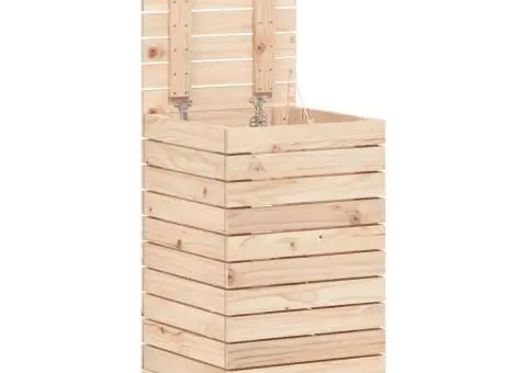 Coș de rufe, 44x44x76 cm, lemn masiv de pin - 4/5