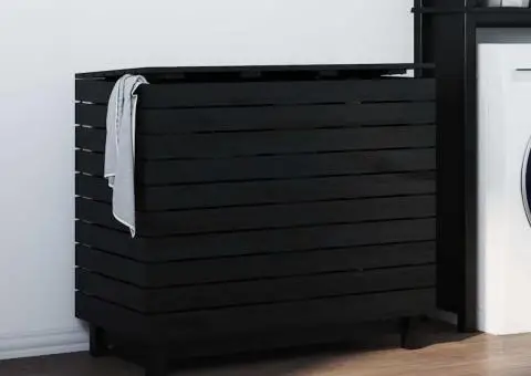 Coș de rufe, 88,5x44x76 cm, lemn masiv de pin - 1/5