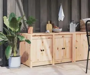 vidaXL Dulap bucătărie de exterior, 106x55x64 cm, lemn masiv pin