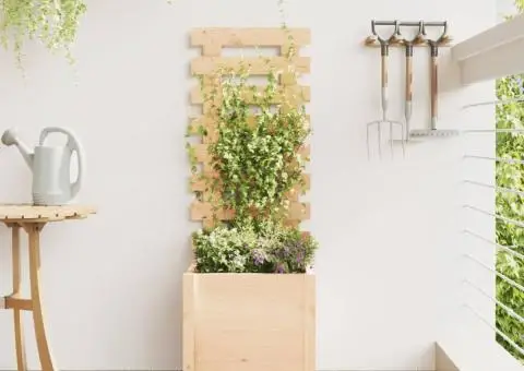 Jardinieră de grădină cu raft, 39x39,5x114 cm, lemn masiv pin - 1/5