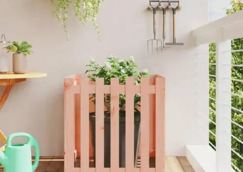 Jardinieră grădină design gard, 70x70x70 cm, lemn masiv douglas - 1/5