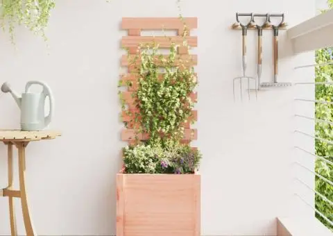 Jardinieră grădină cu raft, 39x39,5x114 cm, lemn masiv douglas - 1/5