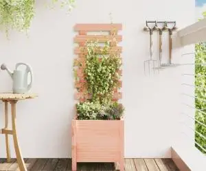 vidaXL Jardinieră grădină cu raft, 39x39,5x114 cm, lemn masiv douglas