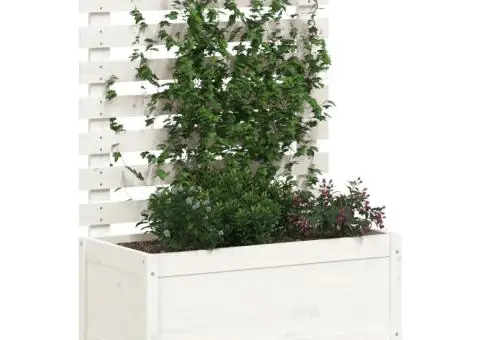 Jardinieră de grădină cu raft alb 79x39,5x114 cm lemn masiv pin - 3/5