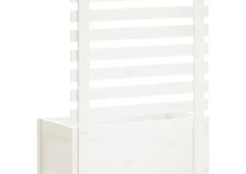 Jardinieră de grădină cu raft alb 79x39,5x114 cm lemn masiv pin - 4/5