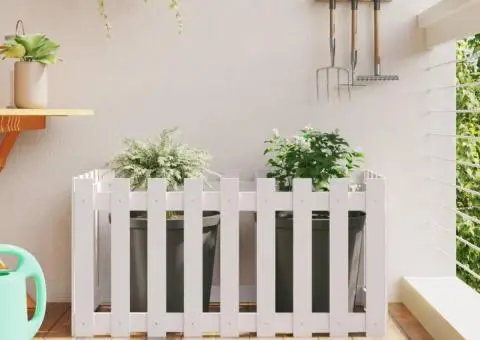 Pat înălțat grădină design gard alb 100x50x50cm lemn pin tratat - 1/5