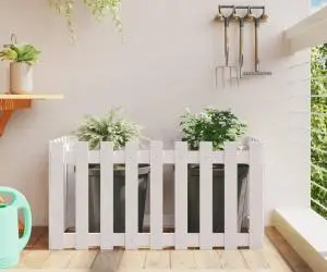 vidaXL Pat înălțat grădină design gard alb 100x50x50cm lemn pin tratat