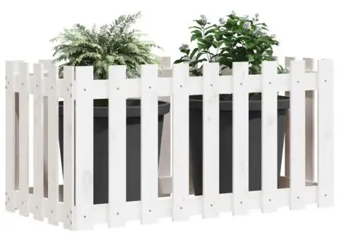 Pat înălțat grădină design gard alb 100x50x50cm lemn pin tratat - 3/5