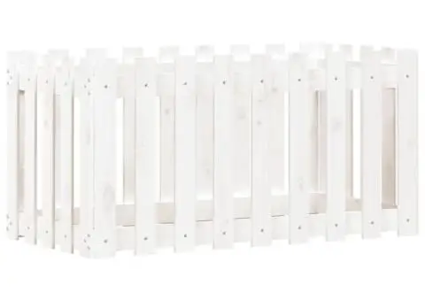 Pat înălțat grădină design gard alb 100x50x50cm lemn pin tratat - 4/5