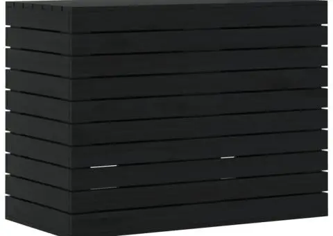 Coș de rufe, negru, 88,5x44x66 cm, lemn masiv de pin - 2/5