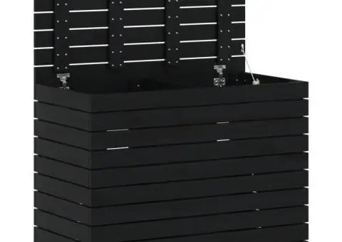 Coș de rufe, negru, 88,5x44x66 cm, lemn masiv de pin - 4/5