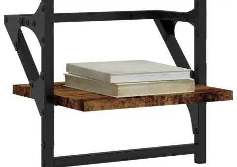 Rafturi de perete cu bare 2 buc., stejar fumuriu, 30x25x30 cm - 3/5