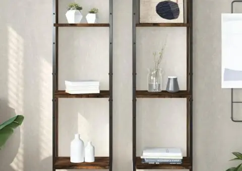 Raft cu 3 niveluri stejar fumuriu, 30x25x100 cm, lemn prelucrat - 1/5