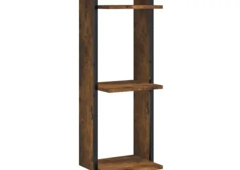 Raft cu 3 niveluri stejar fumuriu, 30x25x100 cm, lemn prelucrat - 2/5